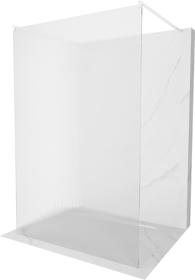 Mexen Kioto, sprchová zástena Walk-In 110 x 200 cm, 8mm sklo s rebrovým vzorom, biela profil, 800-110-002-20-09