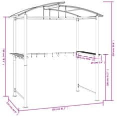 Vidaxl Grilovací altánok s policami antracitový 210x114x230 cm oceľ