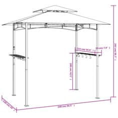 Petromila vidaXL Grilovací altánok s policami antracitový 240x150x243 cm oceľ