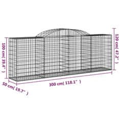 Petromila vidaXL Oblúkové gabiónové koše 3ks 300x50x100/120cm pozinkované železo