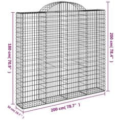 Petromila vidaXL Oblúkové gabiónové koše 9ks 200x50x180/200cm pozinkované železo