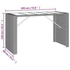 Petromila vidaXL Záhradný stôl so sklenenou doskou čierny 185x80x110cm polyratan