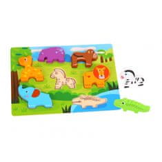 Tooky Toy Hračka Hrubé 3D Montessori puzzle Zvieratá Zodpovedajúce tvary Puzzle