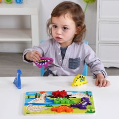 Tooky Toy Hračka Hrubé Montessori puzzle Dinosaury Zodpovedajúce tvary