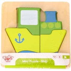 Tooky Toy Puzzle Montessori puzzle Hrubé bloky Loď 6 el.