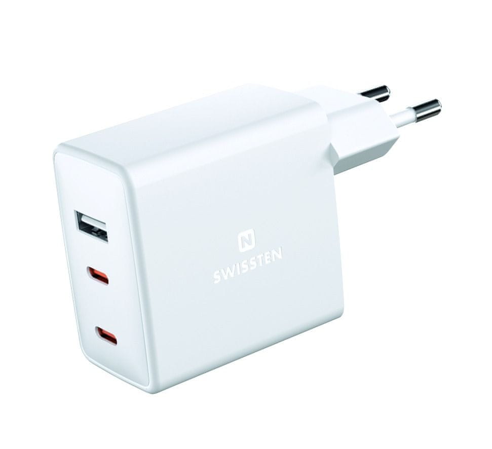 SWISSTEN SIEŤOVÝ ADAPTÉR GaN 2x USB-C + 1x USB 70W 22054100