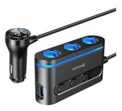 SWISSTEN AUTOADAPTÉR S VÝSTUPOM 3x CL, 2x UCB-C PD a 1x USB-A QA 3.0, 108W - 216W 20114010