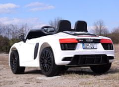 Super-Toys NAJNOVŠIE ORIGINÁLNE AUDI R8 LICENCOVANÉ MÄKKÉ SEDADLO, MÄKKÉ KOLESÁ SUPER KVALITA/AUDI R8