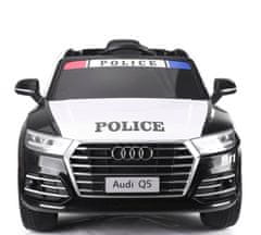 Super-Toys AUDI Q5 POLICE , MÄKKÉ DISKY, MÄKKÉ SEDADLÁ, FM RÁDIO, BLUETOOTH - PLNÁ VÝBAVA/S305