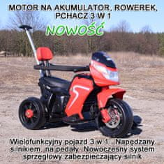 Super-Toys BATÉRIOVÝ BICYKEL, BICYKEL A KOČÍK 3 V JEDNOM, NOVÝ/HL108