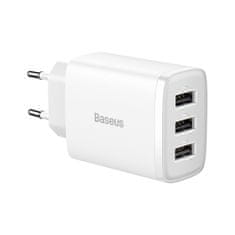 BASEUS Compact sieťová nabíjačka 3x USB 17W, biela