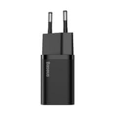 BASEUS Super Si sieťová nabíjačka USB-C 25W + kábel USB-C / USB-C, čierna