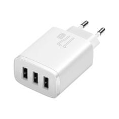 BASEUS Compact sieťová nabíjačka 3x USB 17W, biela