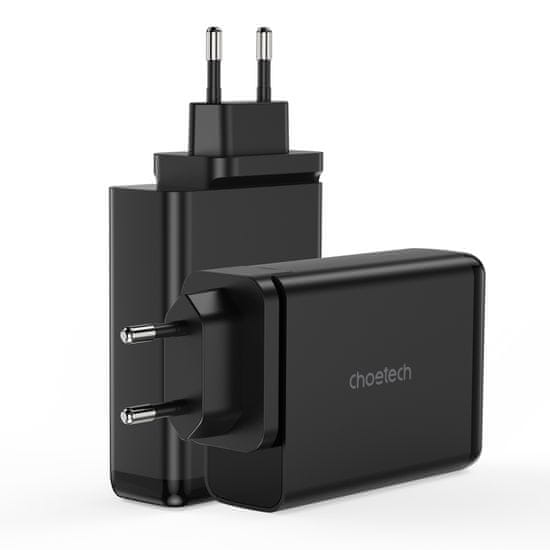 Choetech GaN sieťová nabíjačka 2x USB-C / 2x USB 140W, čierna