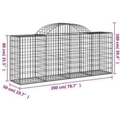 Petromila vidaXL Oblúkové gabionové koše 3 ks 200x50x80/100cm pozinkované železo