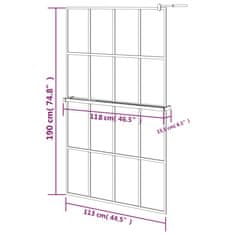 Petromila vidaXL Sprchová stena s policou čierna 118x190 cm ESG sklo a hliník