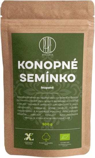 BrainMax Konopné semienko, lúpané BIO, 500g