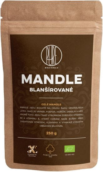 BrainMax Mandle blanšírované BIO, 250 g