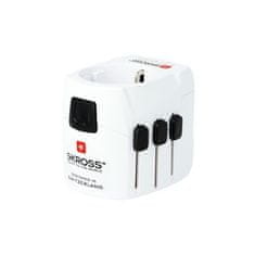 Skross cestovný adaptér PRO Light USB, 6.3A max., vr. USB nabíjania, uzemnený, UK+USA+Austrália/Čína PA46