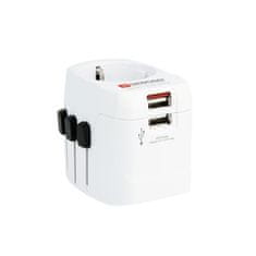 Skross cestovný adaptér PRO Light USB, 6.3A max., vr. USB nabíjania, uzemnený, UK+USA+Austrália/Čína PA46