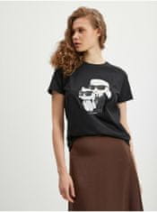Karl Lagerfeld Čierne dámske tričko KARL LAGERFELD Ikonik XS