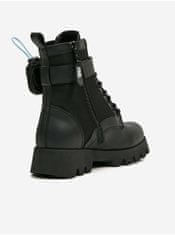 Karl Lagerfeld Čierne dámske kožené členkové topánky KARL LAGERFELD Terra Firma 40