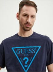 Guess Tmavomodré pánske tričko Guess Reflective S