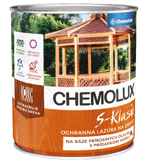 Chemolak CHEMOLUX S KLASIK - Tenkovrstvá lazúra na drevo 0,75 L 251 - teak