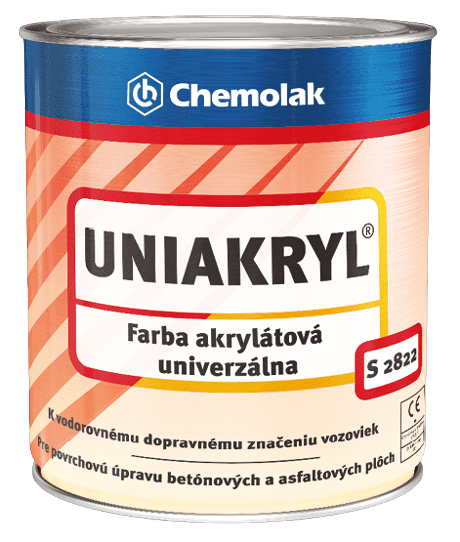 Chemolak UNIAKRYL S 2822 - Farba na vodorovné dopravné značenie 0,75 L 0100 - biela