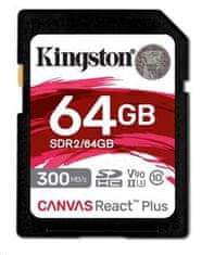 Kingston pamäťová karta 64GB Canvas React Plus SDXC UHS-II 300R/260W U3 V90 pre Full HD/4K/8K