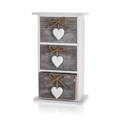 HOME DECOR Polička SOLID HEART, 3 zásuvky, súprava 2 ks