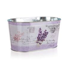 HOME DECOR Kvetináč plechový oválny LAVENDER 22,5 x 13,5 x 11 cm, súprava 6 ks