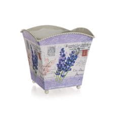 HOME DECOR Kvetináč plechový štvorcový LAVENDER 16 x 16 x 16 cm, súprava 6 ks