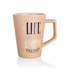 Banquet Hrnček keramický LIFE COFFEE 450 ml, súprava 4 ks