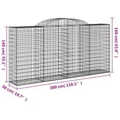 Petromila vidaXL Oblúkové gabionové koše 4 ks 300x50x140/160 cm pozink. železo