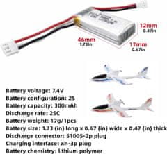 YUNIQUE GREEN-CLEAN 2ks 7.4V 300mAh vysokorýchlostné lítiové batérie pre WLToys F959 F959S XK A600 A700 A800 A430 RC model lietadla nabíjateľná batéria pre klzák s pevným krídlom