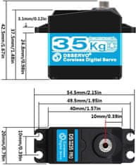 YUNIQUE GREEN-CLEAN DS3235 PRO 7.4V 35KG bezjadrový digitálny servomotor s 18T kamerou pre model robotického nákladného vozidla Baja Car 1/10 (180 stupňov)