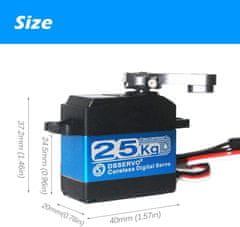 YUNIQUE GREEN-CLEAN Digitálny bezjadrový servomotor DS3225PRO 7.4V 25KG s 25T vačkou pre robotický model nákladného vozidla Baja Car 1/10 (180 stupňov)