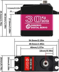 YUNIQUE GREEN-CLEAN Digitálny servomotor DS3230 PRO 7.4V 30KG s 25T vačkou pre robotický model nákladného vozidla Baja Car 1/10 (180 stupňov)