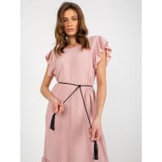 Factoryprice Dámske šaty s volánom a opaskom PAVOLA svetlo ružové MI-SK-59101.31_397557 Univerzálne