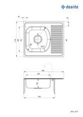 Deante Techno, nerezový drez na dosku 1-komorový Z/KO 580x510x150 2" + sifón, vzor dekor, ZMU_3113