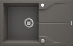Deante Andante, granitový drez 780x490x194 mm + priestorovo úsporný sifón, 1-komorový, antracitová, ZQN_T113