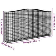 Vidaxl Oblúkový gabionový kôš 8 ks 400x50x200/220cm pozinkované železo