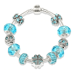 SILVER STAR Náramok v štýle A´la PANDORA 21cm – Blue Bead