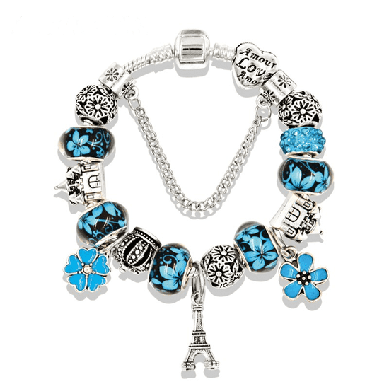 SILVER STAR Náramek ve stylu A´la PANDORA – Aifelovka Blue Charm-1 - 22