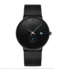 Lige Pánske hodinky čierna/modrá 9969 + darček ZADARMO