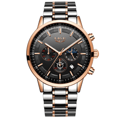 Lige Pánske hodinky - Rose Gold Black 9877C+ darček ZADARMO