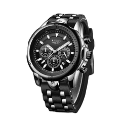 Lige Pánske hodinky - silikóne strieborná čierna 9972F+ darček ZADARMO