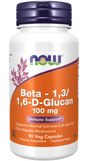 NOW Foods Beta 1,3/1,6-D -Glucan, betaglukány, 100 mg, 90 rastlinných kapsúl