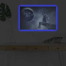 Wallity Obraz s LED osvetlením ASTRONAUT VO VESMÍRE II 45 x 70 cm